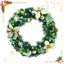 Load image into Gallery viewer, Gymax 24 in Pre-lit Artificial Full Decorated Christmas Wreath w/ LED Lights &amp; Timer
