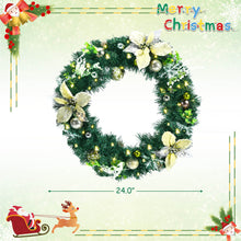 Load image into Gallery viewer, Gymax 24 in Pre-lit Artificial Full Decorated Christmas Wreath w/ LED Lights &amp; Timer
