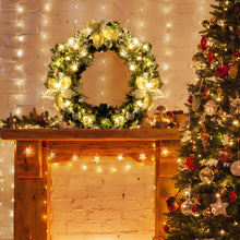 Load image into Gallery viewer, Gymax 24 in Pre-lit Artificial Full Decorated Christmas Wreath w/ LED Lights &amp; Timer
