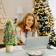 Load image into Gallery viewer, Gymax 18.5'' Tabletop Artificial Christmas Tree Snowy Mini Xmas Tree w/ Pulp Stand
