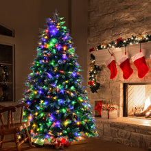 Load image into Gallery viewer, Gymax 7 FT Pre-Lit Artificial Christmas Tree Hinged Xmas Tree w/ 11 Flash Modes
