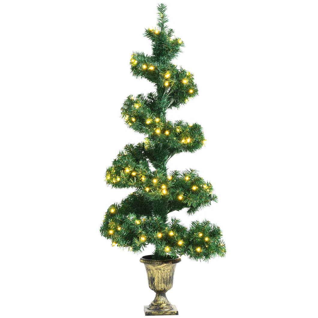 Gymax 4 ft Pre-Lit Spiral Topiary Christmas Tree Artificial Helical Xmas Tree