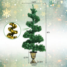 Load image into Gallery viewer, Gymax 2PCS 4 ft Pre-Lit Spiral Topiary Christmas Tree Artificial Helical Xmas Tree
