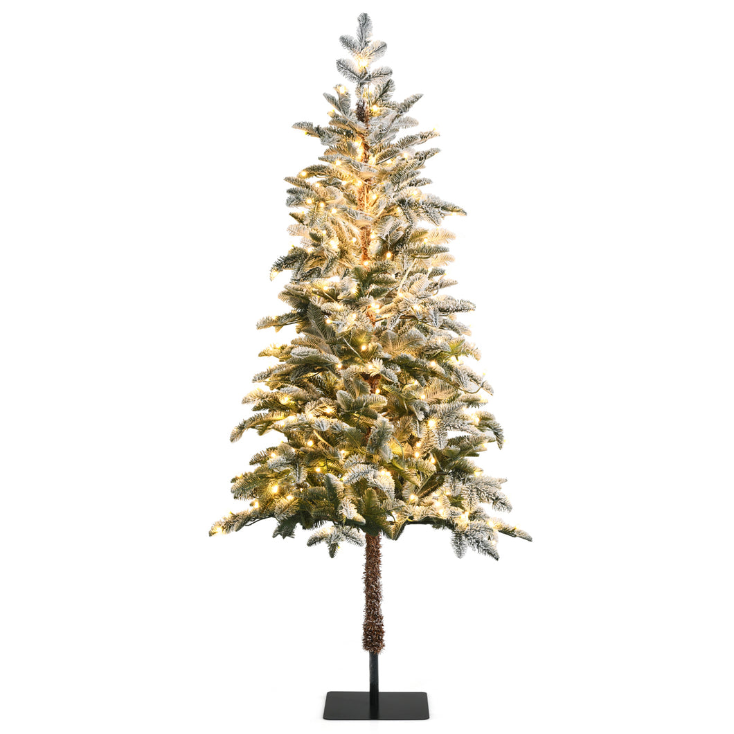 Gymax 6 FT Pre-lit Snow Flocked Christmas Tree Artificial Xmas Tree w/ 250 LED Lights