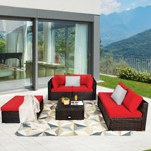 Load image into Gallery viewer, Gymax 6PCS Rattan Patio Sectional Sofa Set Outdoor Furniture Set w/ Red Cushions

