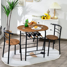 Load image into Gallery viewer, Gymax 3 PCS Wooden Round Table &amp; Chairs Set Dining Table Set with Rustproof Steel
