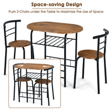 Load image into Gallery viewer, Gymax 3 PCS Wooden Round Table &amp; Chairs Set Dining Table Set with Rustproof Steel
