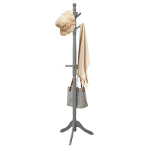 Load image into Gallery viewer, Gymax Wooden Coat Rack Hanger Hall Tree Entryway w/ 9 Hooks 2 Heights Grey
