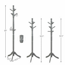 Load image into Gallery viewer, Gymax Wooden Coat Rack Hanger Hall Tree Entryway w/ 9 Hooks 2 Heights Grey
