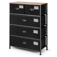 Load image into Gallery viewer, Gymax 5 Drawer Dresser Fabric Storage Tower Organizer Unit Sturdy Steel Frame
