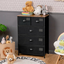 Load image into Gallery viewer, Gymax 5 Drawer Dresser Fabric Storage Tower Organizer Unit Sturdy Steel Frame
