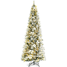 Load image into Gallery viewer, Gymax 5/6/7/8 FT Pre-Lit Artificial Snow-Flocked Christmas Tree Hinged Pencil Xmas Tree
