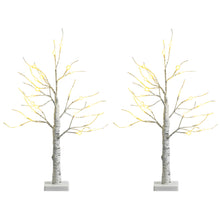 Load image into Gallery viewer, Gymax 2PCS 2 FT Pre-lit White Birch Tree Artificial Twig Birch Tree Christmas Decoration
