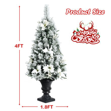 Load image into Gallery viewer, Gymax 2PCS 4 FT Pre-lit Christmas Entrance Tree Snow Flocked Xmas Tree w/ LED Lights
