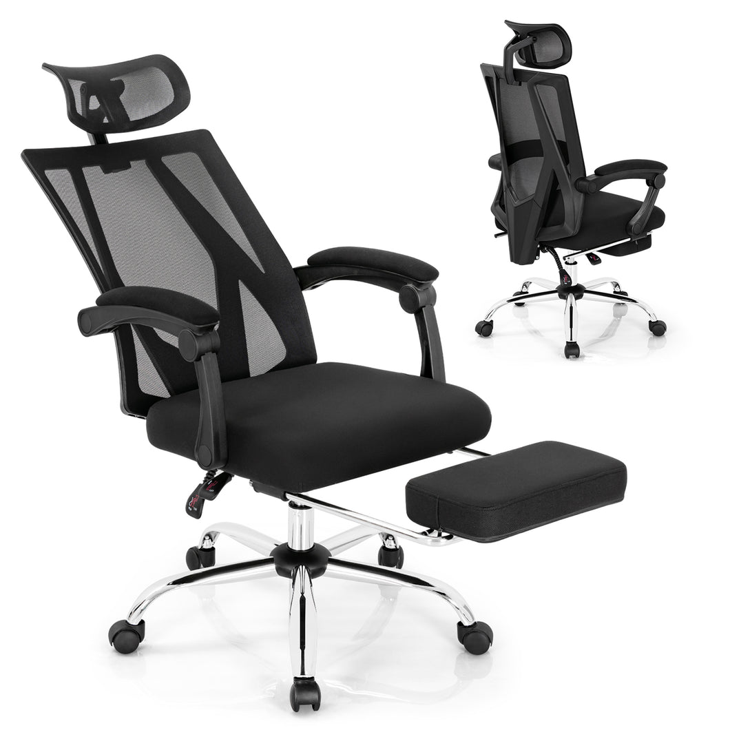 Gymax High Back Office Chair Mesh Reclining Executive Chair w/ Retractable Footrest