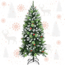 Load image into Gallery viewer, Gymax 5/6/7.5 FT Artificial Snow Sprayed Pencil Christmas Tree Unlit Hinged Xmas Tree
