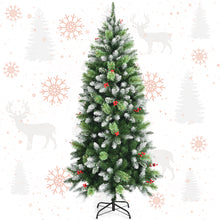 Load image into Gallery viewer, Gymax 5/6/7.5 FT Artificial Snow Sprayed Pencil Christmas Tree Unlit Hinged Xmas Tree
