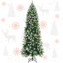 Load image into Gallery viewer, Gymax 5/6/7.5 FT Artificial Snow Sprayed Pencil Christmas Tree Unlit Hinged Xmas Tree
