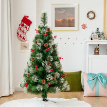 Load image into Gallery viewer, Gymax 4 FT Pre-Decorated Artificial Christmas Tree Snowy Xmas Tree w/ Metal Stand
