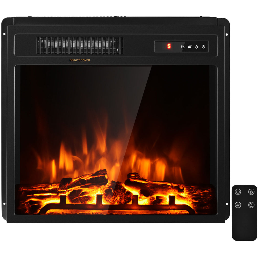 Gymax 18 inch Electric Fireplace Insert Freestanding & Recessed 1500W Stove Heater