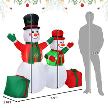 Load image into Gallery viewer, Gymax 6ft Inflatable Christmas Snowmen Indoor Outdoor Blow Up Decor w/ LED Lights

