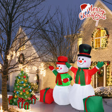 Load image into Gallery viewer, Gymax 6ft Inflatable Christmas Snowmen Indoor Outdoor Blow Up Decor w/ LED Lights

