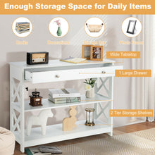 Load image into Gallery viewer, Gymax 3-Tier Console Table X-Design Sofa Entryway Table with Drawer &amp; Shelves White
