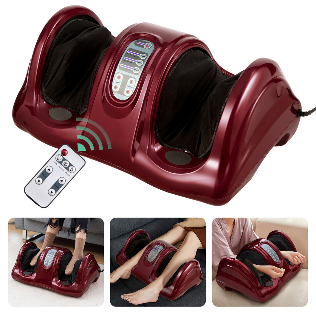 Gymax Rolling Foot Massager Shiatsu Foot Massage Machine w/ Remote Control Burgundy