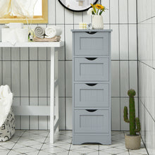 Load image into Gallery viewer, Gymax Bathroom Floor Cabinet Free Standing Storage Side Organizer W/4 Drawers Grey
