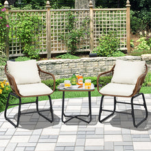 Load image into Gallery viewer, Gymax 3PCS Outdoor Bistro Set Patio Conversation Furniture Set w/ White Cushions
