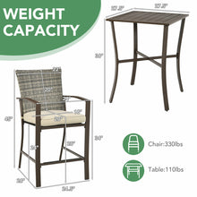 Load image into Gallery viewer, Gymax 3PCS Patio Bar Set Outdoor Conversation Furniture Set w/ Cushions
