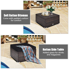 Load image into Gallery viewer, Gymax 4PCS Rattan Patio Conversation Furniture Set Yard Outdoor w/ Black Cushion
