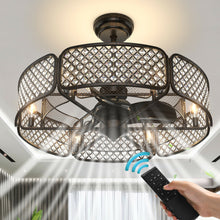 Load image into Gallery viewer, Gymax 30&#39;&#39; Caged Ceiling Fan With Light Crystal Lampshade 6 Light Bases
