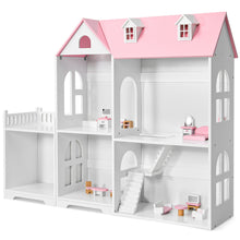 Load image into Gallery viewer, Gymax Dollhouse Bookcase 2-Tier Wooden Multi-Purpose w/ Toy Space Gift Kid&#39;s Room
