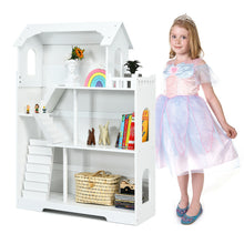 Load image into Gallery viewer, Gymax 3-Tier Wooden Dollhouse Bookcase Children&#39;s Bookshelf in Kid&#39;s Room Gift for 3+
