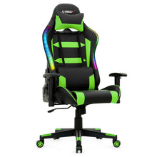Load image into Gallery viewer, Gymax Gaming Chair Adjustable Swivel Computer Chair w/ LED Lights &amp; Remote Green

