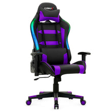 Load image into Gallery viewer, Gymax Gaming Chair Adjustable Swivel Computer Chair w/ LED Lights &amp; Remote Green
