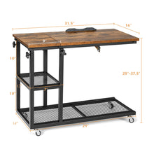 Load image into Gallery viewer, Gymax C Shaped Side Table w/ Wheels Height and Tabletop Adjustable Storage Shelf
