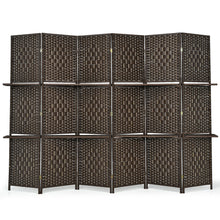 Load image into Gallery viewer, Gymax 6 Panel Folding Room Divider 6Ft Weave Fiber Screen W/ 2 Display Shelves
