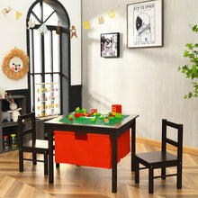 Load image into Gallery viewer, Gymax 2-in-1 Kids Double-sided Activity Building Block Table W/ Drawers Brown
