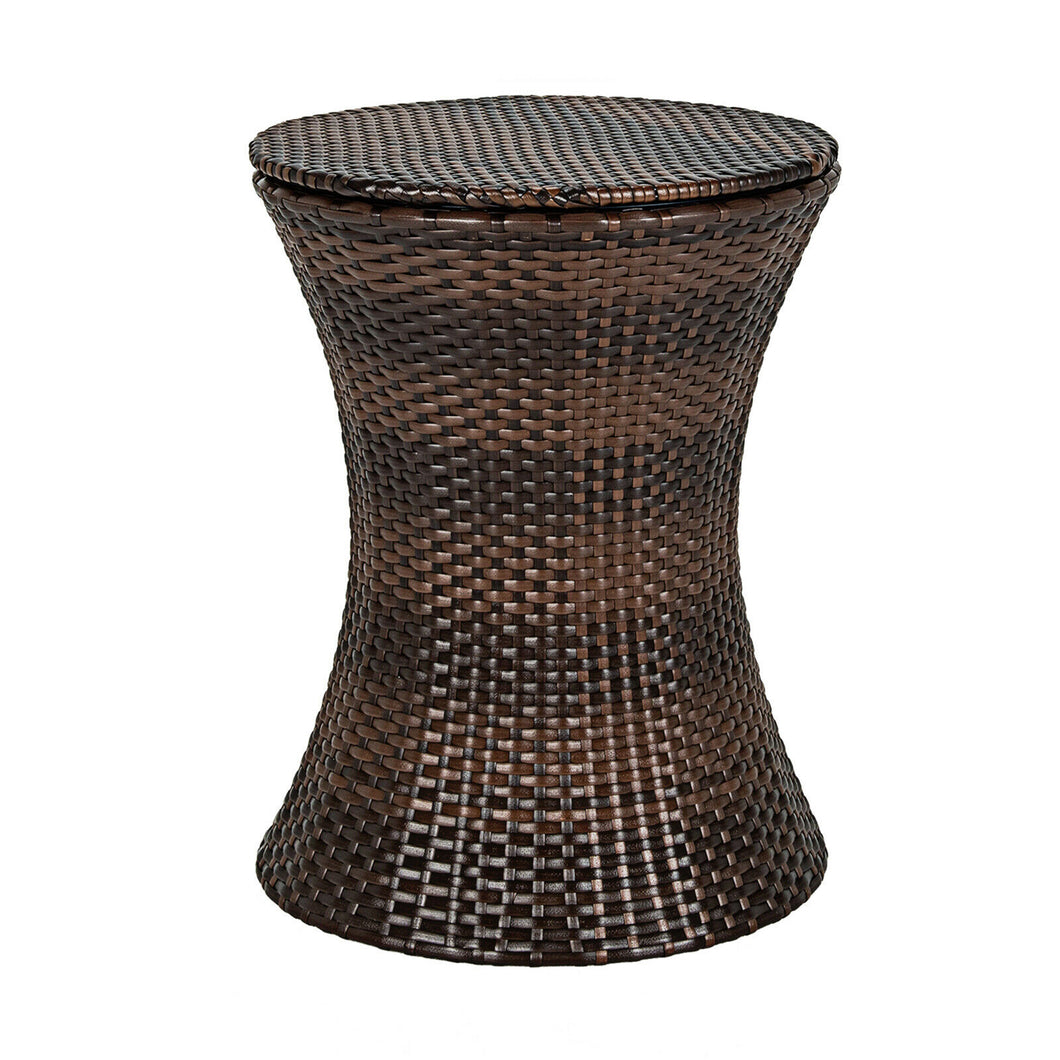Gymax Outdoor Rattan Cooler Bar Table Patio Ice Bucket w/ Adjustable Height
