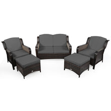 Load image into Gallery viewer, Gymax 5PCS Rattan Patio Conversation Sofa Furniture Set Outdoor w/ Grey Cushions
