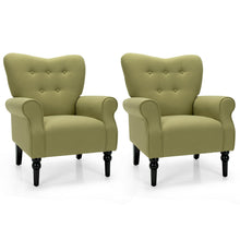 Load image into Gallery viewer, Gymax Set of 2 Modern Accent Chairs w/ Tufted Back &amp; Rubber Wood Legs Avocado Green
