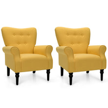 Load image into Gallery viewer, Gymax Set of 2 Modern Accent Chairs w/ Tufted Back &amp; Rubber Wood Legs Avocado Green

