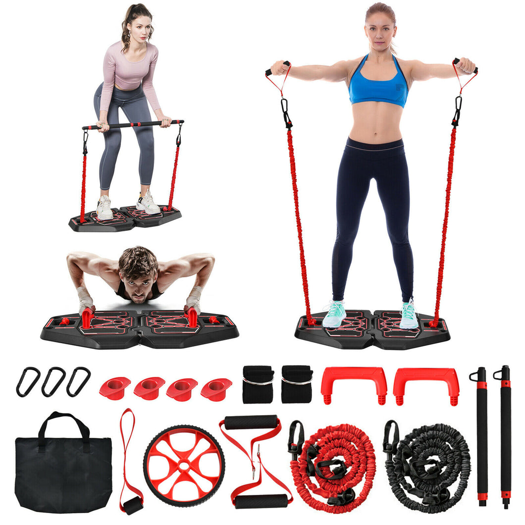 Gymax All-in-one Home Gym Portable Pushup Board W/Bag Full Body Strength Training