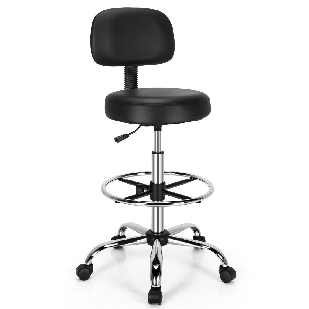 Gymax Swivel Drafting Chair Tall Office Chair w/ Adjustable Backrest Foot Ring