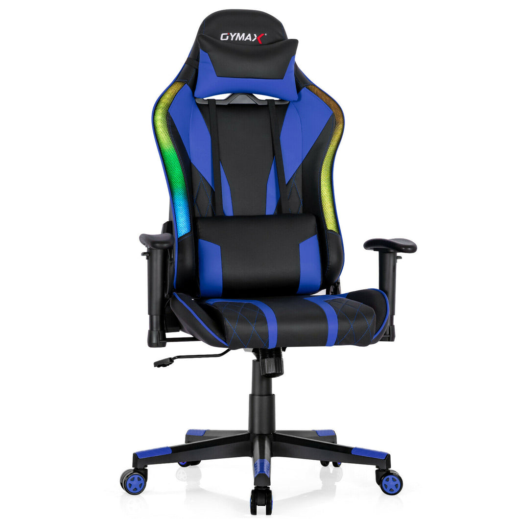 Gymax Gaming Chair Adjustable Swivel Computer Chair w/ Dynamic LED Lights