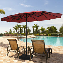 Load image into Gallery viewer, Gymax 15 ft Double-Sided Patio Twin Umbrella Extra-Large Market Umbrella w/ Base
