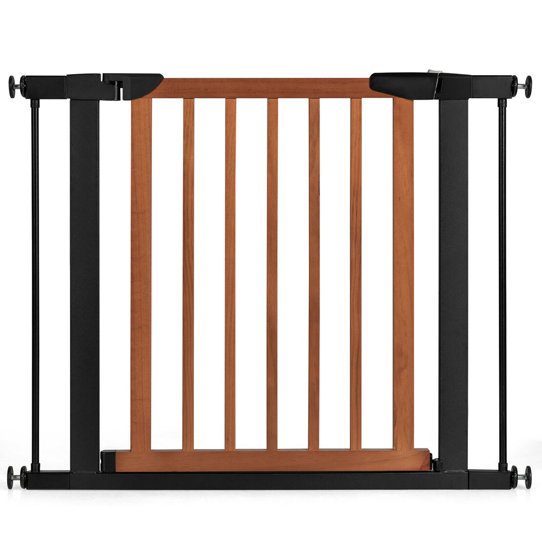 Gymax Wood & Metal Safety Baby Gate Fits 29.5''-38'' W Extendable Pet Gate Stairs