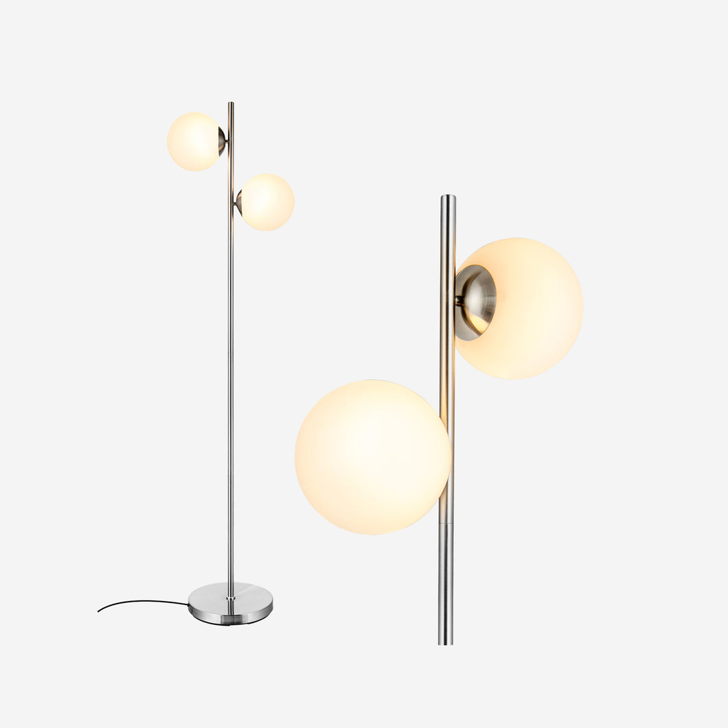 Gymax 65'' Sphere LED Floor Lamp w/ 2 Bulbs & Foot Switch Home Office Silver